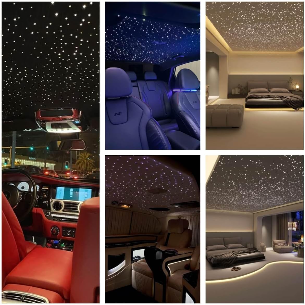 GIDEALED Twinkle Sterrenhemel glasvezel licht voor auto / thuis, 600 stuks x 3 m x 0,75 mm Star plafondlampenset met app/afstandsbediening RGBW Fiber Optic Light muziekmodus, tijdfunctie en
