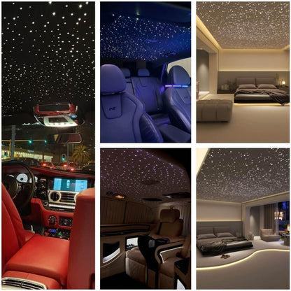 GIDEALED Twinkle Sterrenhemel glasvezel licht voor auto / thuis, 600 stuks x 3 m x 0,75 mm Star plafondlampenset met app/afstandsbediening RGBW Fiber Optic Light muziekmodus, tijdfunctie en
