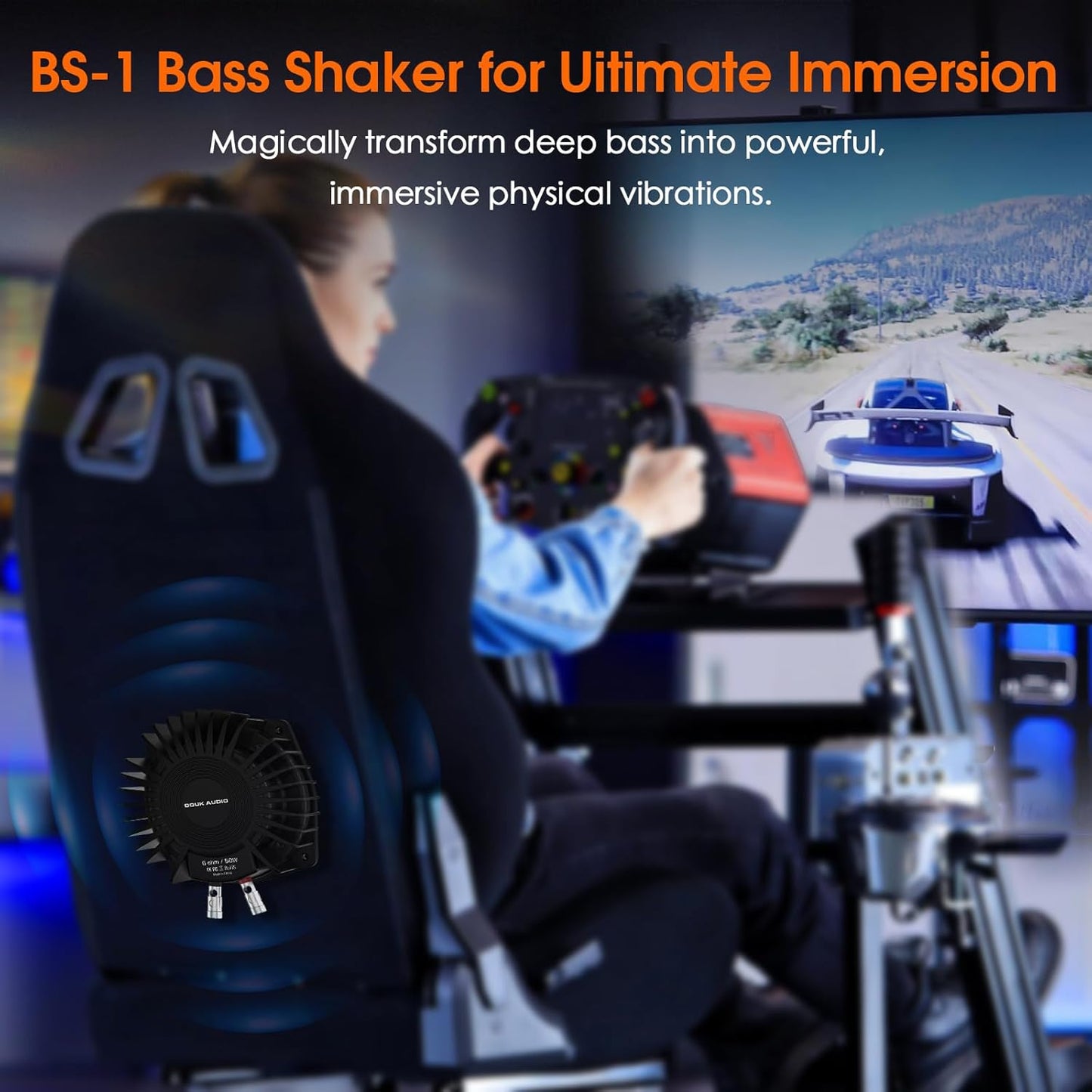 Douk Audio BS-1 Bass Shaker: 50W High Power Buttkicker - Tactiele transducer - Subwoofer dieptepunten voor thuisbioscoop, auto audio en gaming stoel vibratie onderdompeling (1 paar)