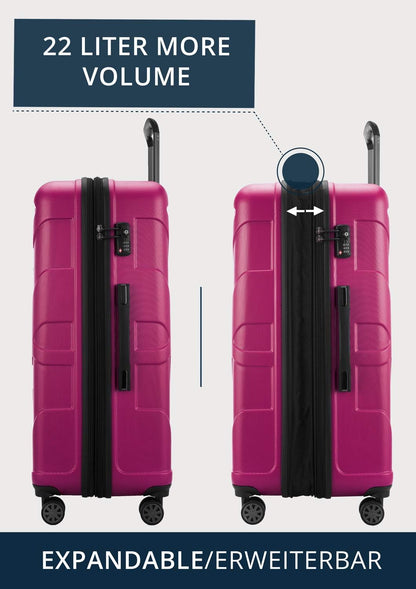 Suitline grote harde koffer trolley, reiskoffer check-in bagage, TSA, 76 cm, ca. 86 liter, 100% ABS mat magenta