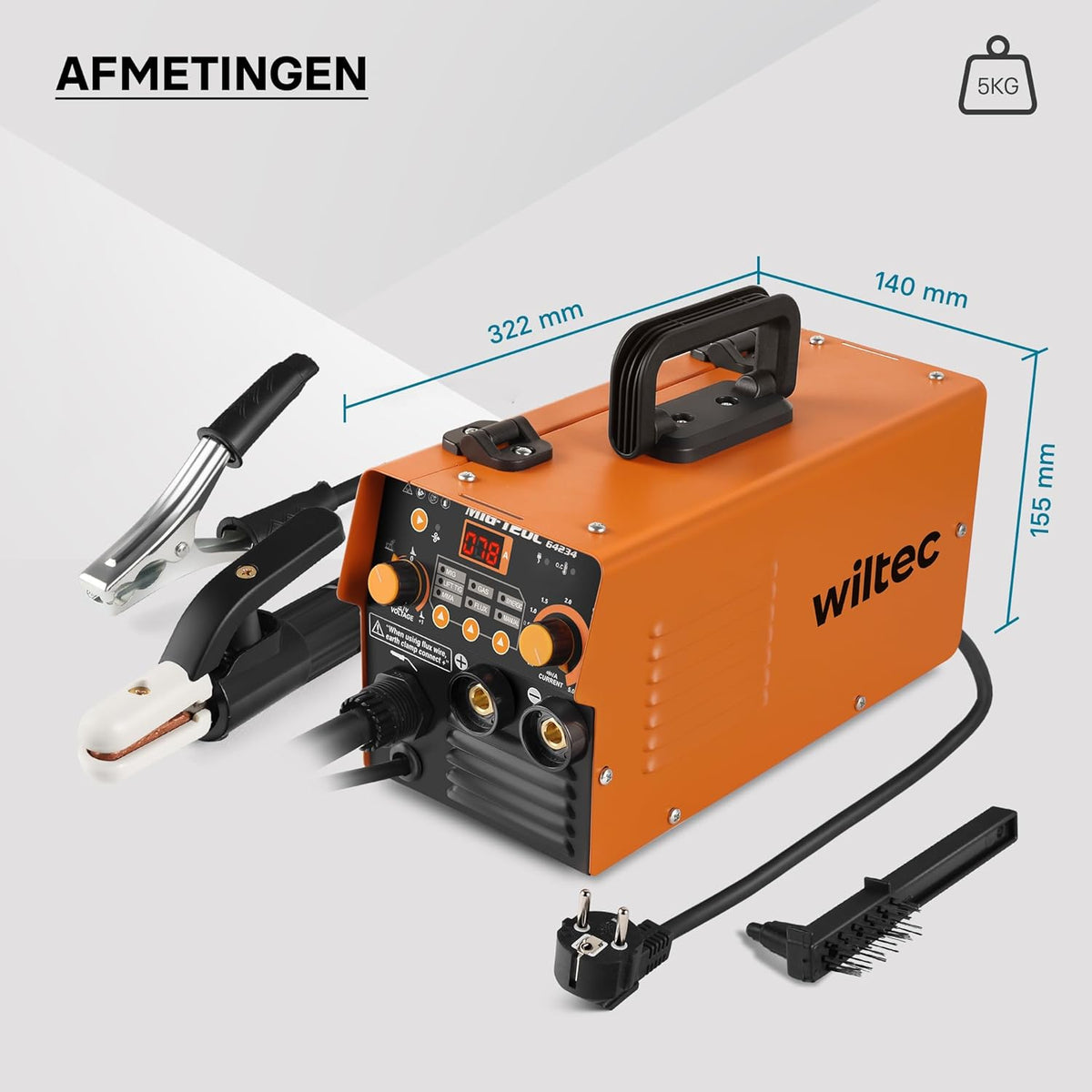 XPOtool digitaal lasapparaat IGBT 120 A v. MIG-, MMA-/E-Hand-, Flux-/vuldraad-,WIG-/TIG-lassen FCAW