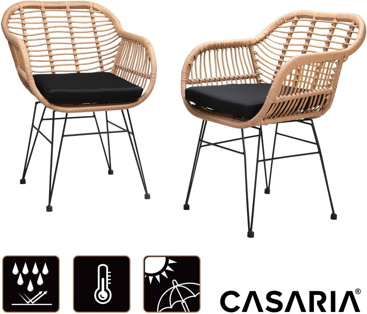 Casaria Tub chair Bali with cushion - 2 pieces - polyrattan - garden chair - QUORE