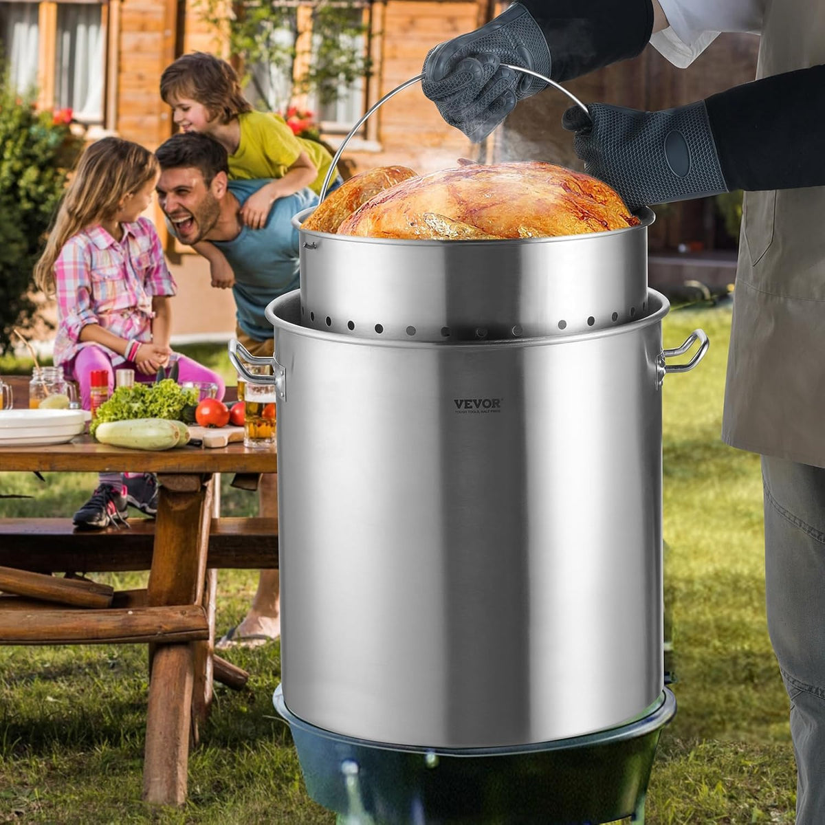 Grote RVS Kookpan – Soeppan – Stoofpan – Braadpan – Pannen – 84 Liter Inhoud – Hoogwaardig Roestvrij Staal – Inclusief Mand en Deksel – Geschikt Voor Inductie