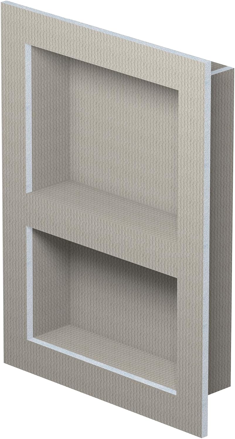 LUX ELEMENTS Wand nis douche klaar om te betegelen 55,9 x 40,6cm I Prefab douchenis ﻿incl. 1 tussenschot I ﻿Plaatsbesparende planchetmogelijkheid