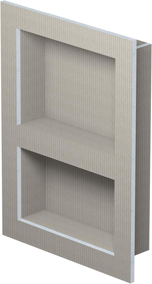 LUX ELEMENTS Wand nis douche klaar om te betegelen 55,9 x 40,6cm I Prefab douchenis ﻿incl. 1 tussenschot I ﻿Plaatsbesparende planchetmogelijkheid