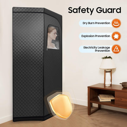 Stoomsauna – Draagbare Sauna – Sauna Tent – Stoomcabine – Mini Sauna – 1350W Stoomgenerator – Inklapbare Stoel en Afstandsbediening - QUORE