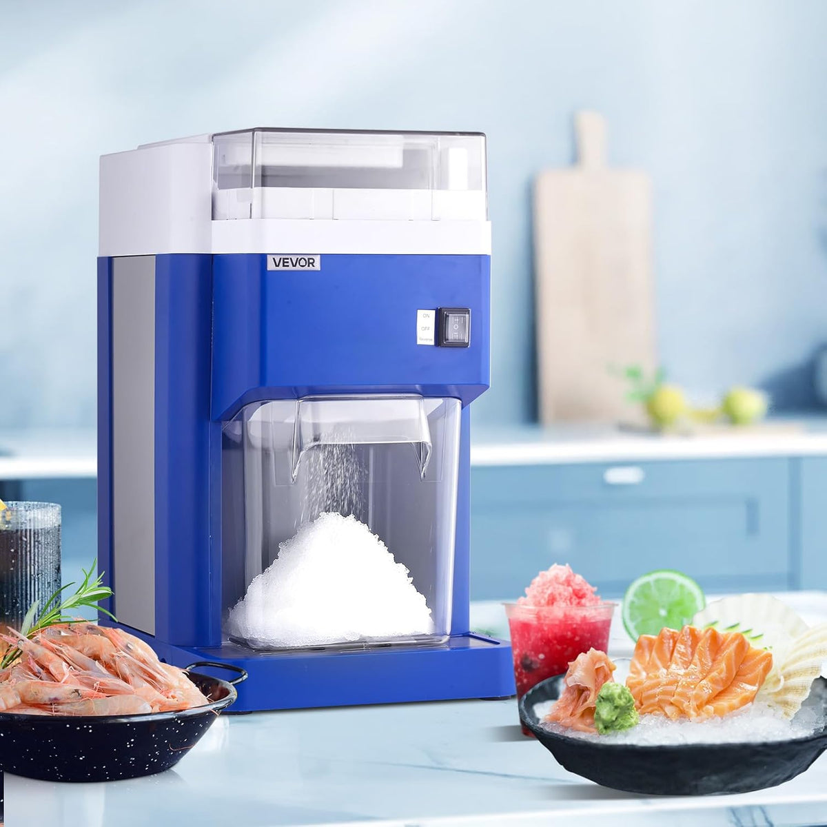 VEVOR Commerciële ijsscheermachine, sneeuwegelmachine, 1,8 l, fijn en luchtig met 300 W motor en roestvrijstalen messen, commerciële ijscrusher voor dessertwinkels, familiebijeenkomsten, restaurant