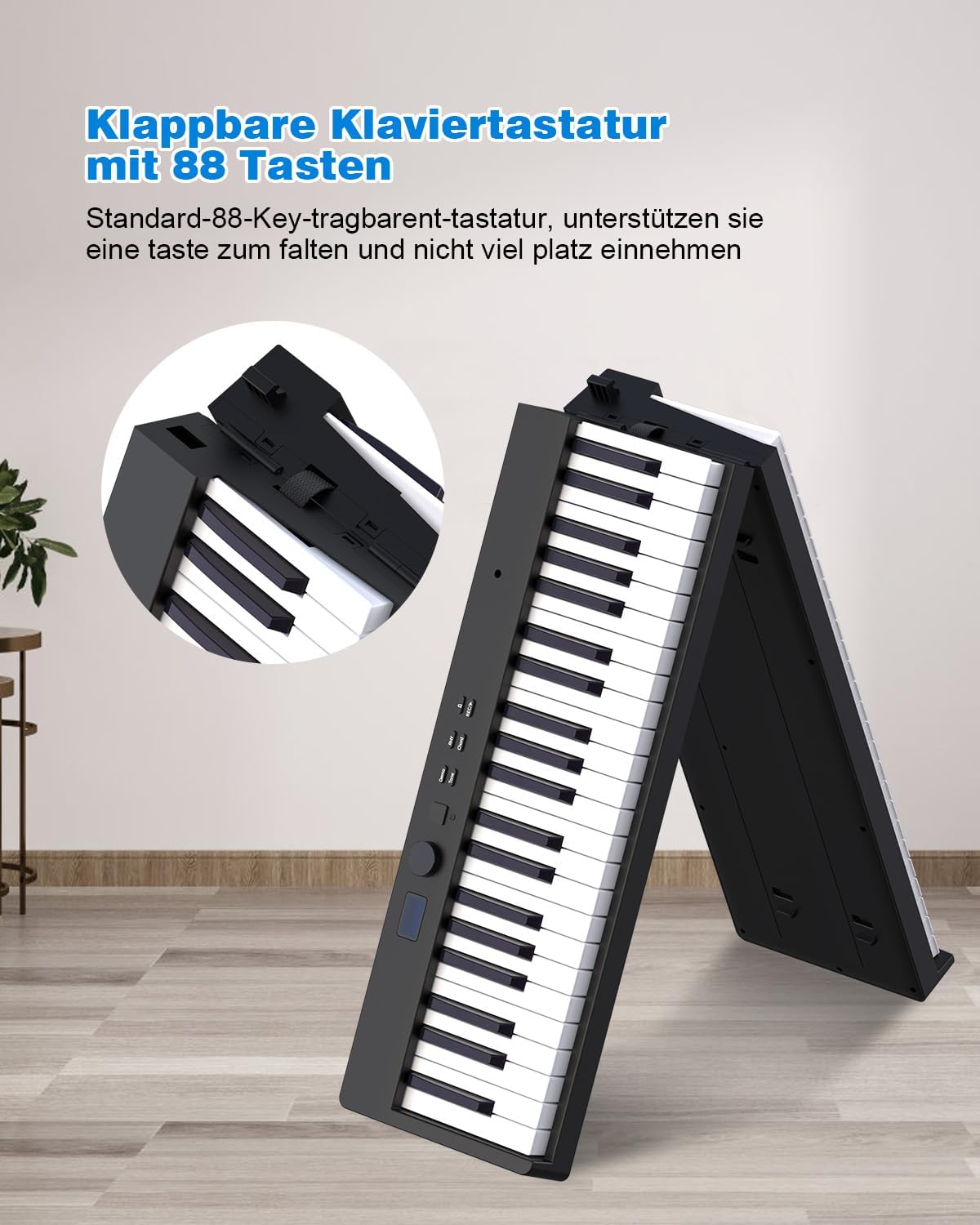 Opvouwbare Piano Met 88 Toetsen – Keyboard – Pianotoetsenbord – Digitale Piano – E-Piano – 180° Opvouwbaar – Bluetooth/MIDI