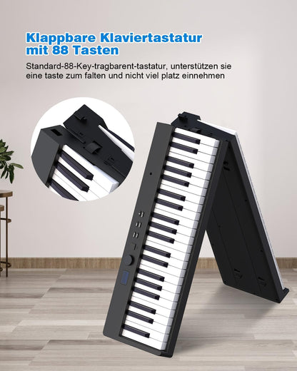 Opvouwbare Piano Met 88 Toetsen – Keyboard – Pianotoetsenbord – Digitale Piano – E-Piano – 180° Opvouwbaar – Bluetooth/MIDI