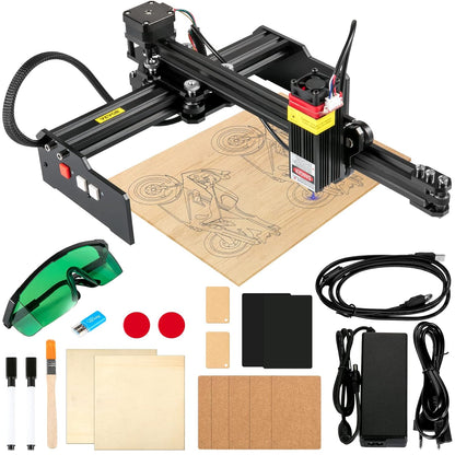 Lasergraveermachine – Graveerapparaat – Graveermachine – Lasergraveur – Snijmachine – Groot Werkbereik 270 X 440 Mm – 4,5 W Laser, 0,05 Mm Precisie