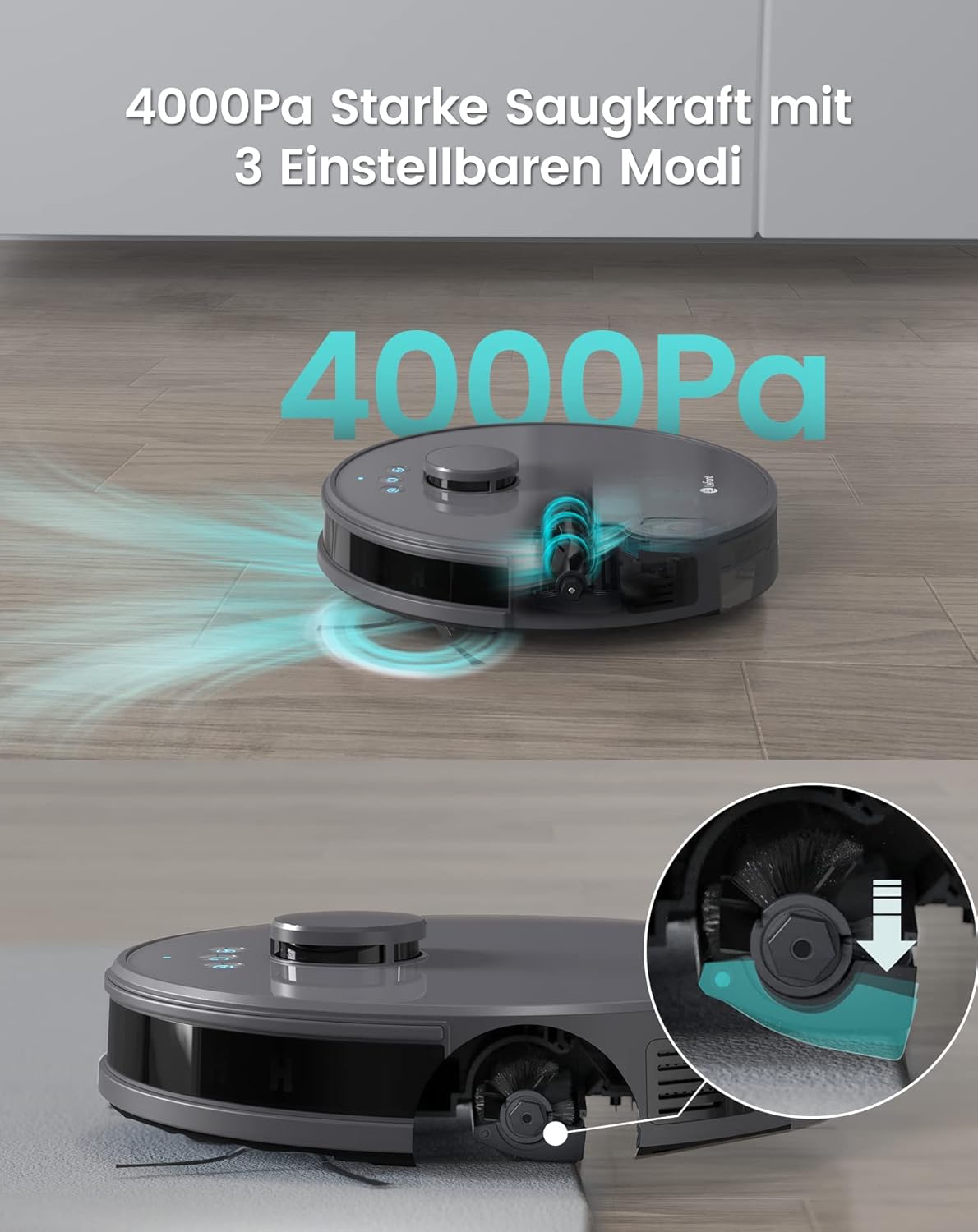 LEFANT M1G Robotstofzuiger met dweilfunctie, 4000 Pa, LiDAR-navigatie, meerlaagse mapping, virtueel gebied, verbonden met Alexa/APP/WiFi, perfect voor dierenharen, tapijten, harde vloeren