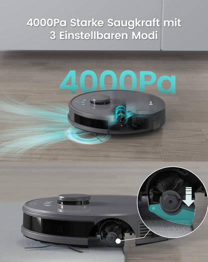 LEFANT M1G Robotstofzuiger met dweilfunctie, 4000 Pa, LiDAR-navigatie, meerlaagse mapping, virtueel gebied, verbonden met Alexa/APP/WiFi, perfect voor dierenharen, tapijten, harde vloeren