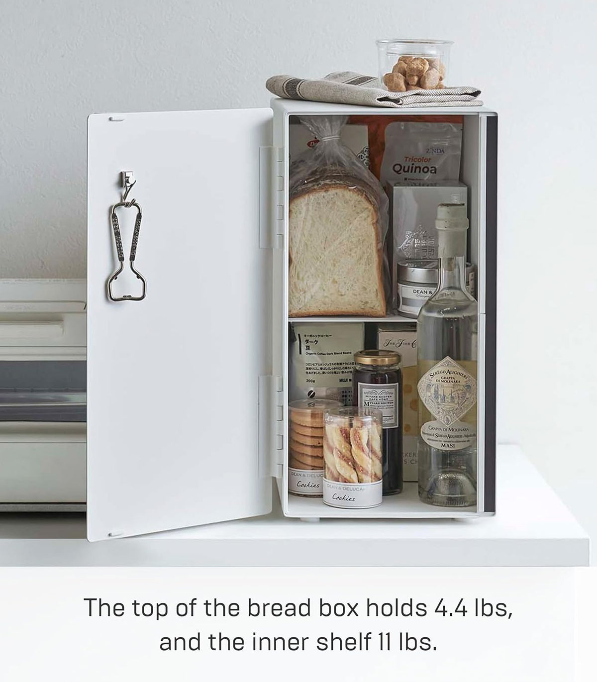 Yamazaki 5680 TOWER Bread Case Tall, white, Steel, 22 x 34.5 x 41 cm