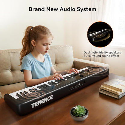 Elektrische Piano 61 Toetsen – Digitale Piano – Keyboard – Pianotoetsenbord – E-Piano – Zwart – Verlichte Toetsen – Bluetooth & Leerfuncties