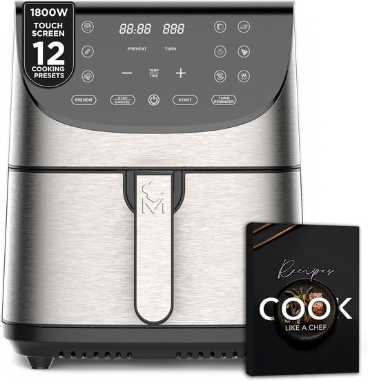 MasterPro Rocket 700 Heteluchtfriteuse, inhoud 7 liter en vermogen van 1700 W, led-touchscreen en mand met antiaanbaklaag, instelbare temperatuur 80-200 °C