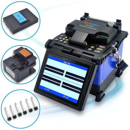 5" LCD Hohe Präzision Glasvezel Optische Lasmachine/Fiber Optische Fusion Splicer/Kern-zu-Kern Ausrichten Glasfaser Spleißen Technik für SM MM NZ-DS EDF Glasfaser mit Faserschneider (FS18-5)