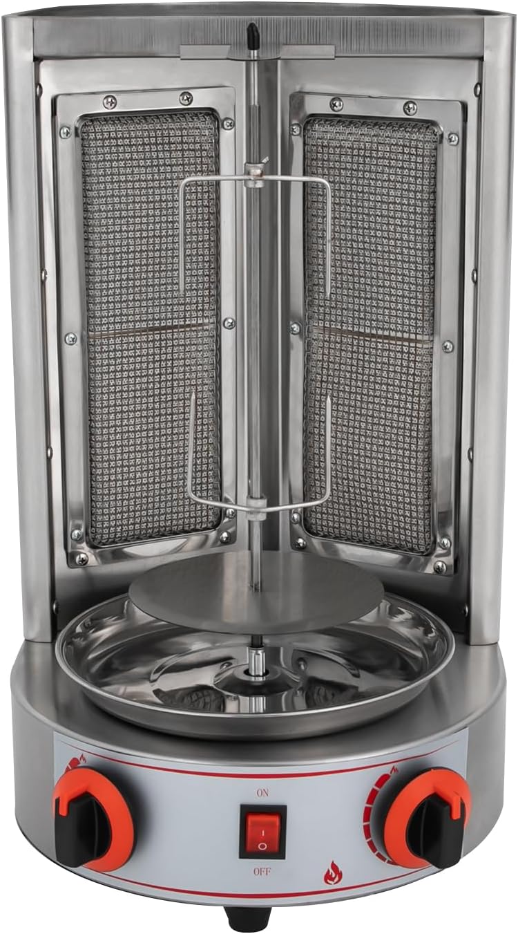 CG-25Q Electric Vertical Rotisserie with Gas Kebab Machine 4.3 kW Stainless Steel Table Grill Kebabs Stainless Steel Table Grill Kebab Grill Kebab Grill - QUORE