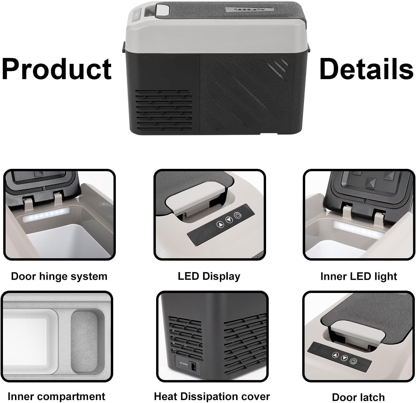 Alpicool KCF15 Koelbox, 15 liter, draagbaar, voor auto, vrachtwagen, compacte campingkoelkast, 12/24 V DC koelbox voor reizen, levensmiddelen en dranken, licht design