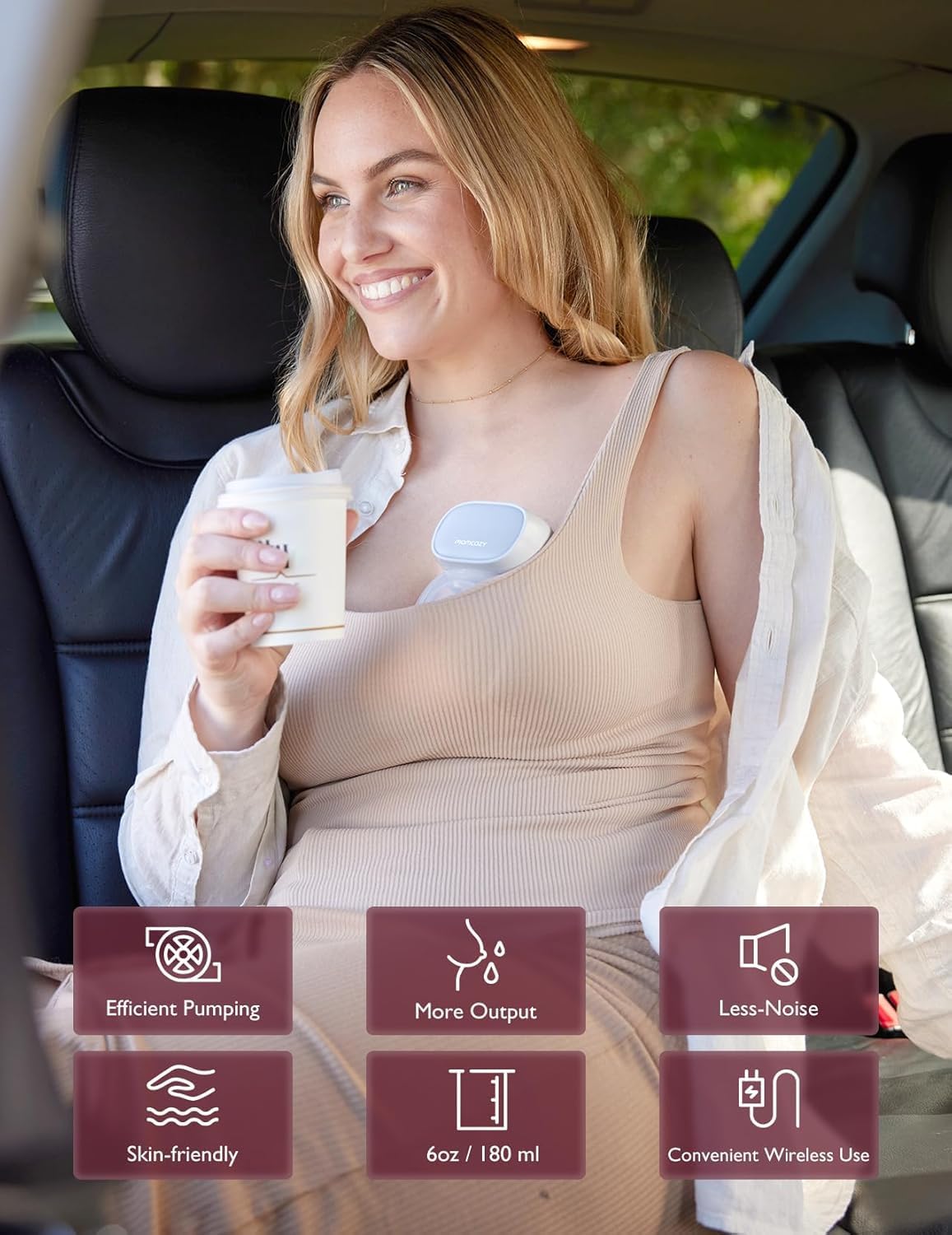 Momcozy S9 Pro Elektrische Borstkolf Bijgewerkt, Handsfree Borstkolf Met Lange Accuduur En LED-Display, Met 2 Modi En 9 Niveaus (Roze, 2-Pack)