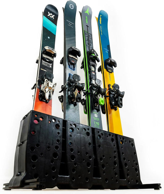 Ski opbergrek – Skirek – Ski standaard – Ski houder – Ski organizer – Vrijstaand ontwerp voor 4 paar ski’s – Stevig ABS-kunststof met afvoeropeningen