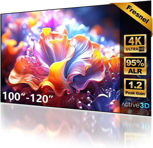 Projectiescherm, Fresnel 100", ALR CLR, 1.2 Gain, 4K UHD, Vast Frame 16:9, Wandmontage voor Ultra-Kort Projectoren