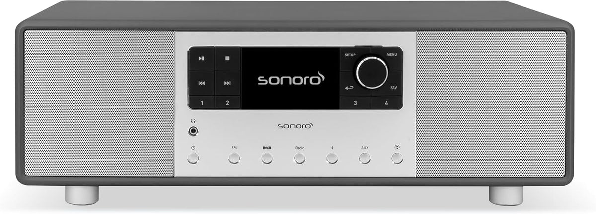 sonoro Primus Internetradio met Bluetooth (Spotify, Deezer, Podcasts, FM/UKW, DAB Plus, WLAN, AUX-in, houten behuizing) Stereo-installatie Mat Grafiet