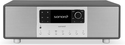 sonoro Primus Internetradio met Bluetooth (Spotify, Deezer, Podcasts, FM/UKW, DAB Plus, WLAN, AUX-in, houten behuizing) Stereo-installatie Mat Grafiet