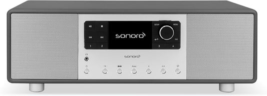 sonoro Primus Internetradio met Bluetooth (Spotify, Deezer, Podcasts, FM/UKW, DAB Plus, WLAN, AUX-in, houten behuizing) Stereo-installatie Mat Grafiet