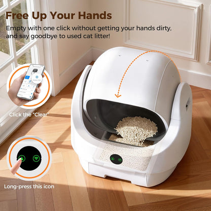 Open Top Zelfreinigende Kattenbak, Geurcontrole, Direct te Gebruiken, Grote Capaciteit met App-Besturing en Veiligheidssensor - Ellenpent, inclusief Afvalzakken, Waterdichte Mat en Kattenbakmat