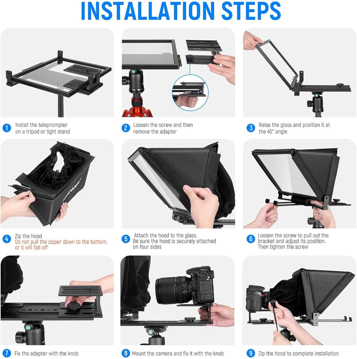 Teleprompter – Autocue – Camera Prompter – Scriptscherm – Videoprompter – 14 Inch Aluminiumlegering – Afstandsbediening En App