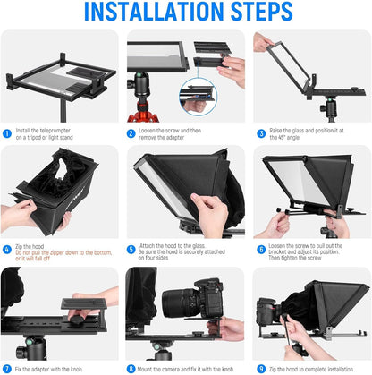 Teleprompter – Autocue – Camera Prompter – Scriptscherm – Videoprompter – 14 Inch Aluminiumlegering – Afstandsbediening En App