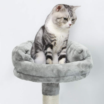 Kattenboom – Kattenkrabpaal – Kattentoren – Klimtoren – Grijs – 186 cm Hoog – Stabiele Verdikte Basis