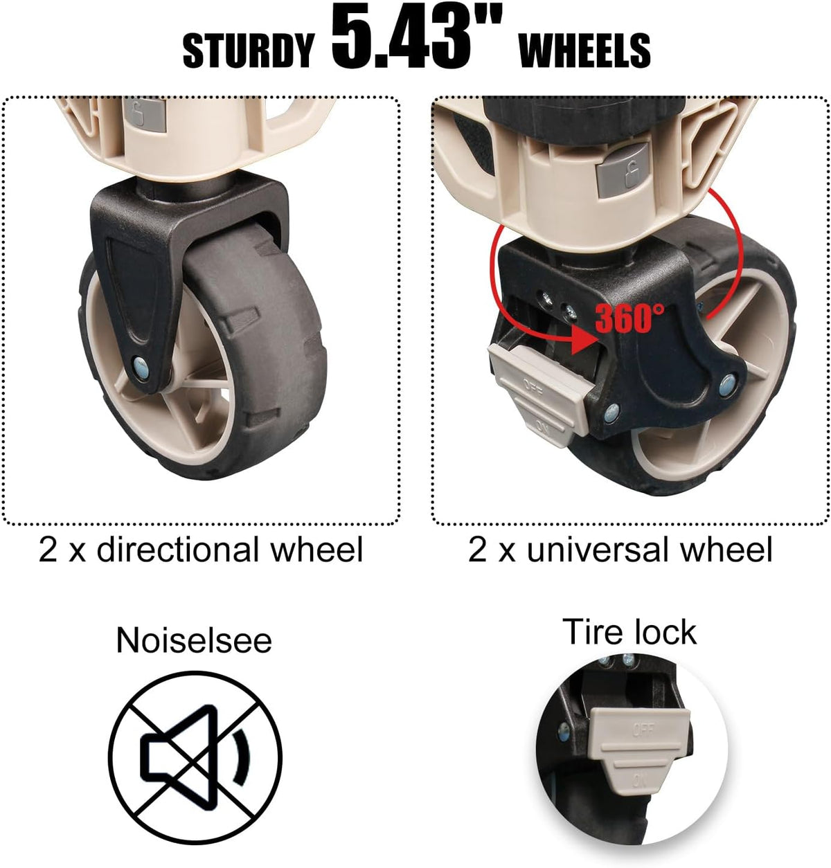 Opvouwbare Platformkar – Platformwagen, Transportkar, Dolly, Handtruck – 3-in-1 Campingtafel – Tot 100 Kg Draagvermogen, 360° Zwenkwielen