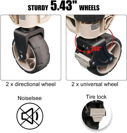 Opvouwbare Platformkar – Platformwagen, Transportkar, Dolly, Handtruck – 3-in-1 Campingtafel – Tot 100 Kg Draagvermogen, 360° Zwenkwielen