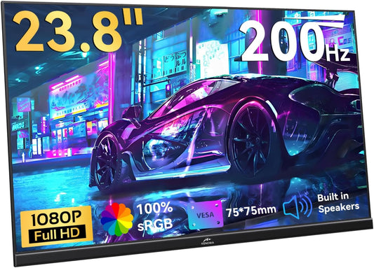 Kenowa 23.8 inch USB-C Portable Monitor 200Hz FreeSync Gaming Monitor Full HD 1920 x 1080 IPS External Screen with Speaker Type-C / HDMI for Laptop/PC/Phone/Mac/PS4 - QUORE