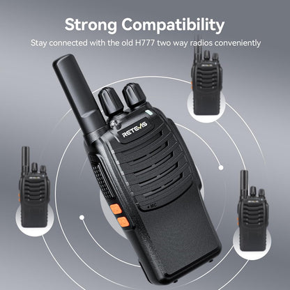 Retevis H777 Portofoons met Oortelefoon, Langeafstandsradio, VOX Handsfree, Ingebouwde Zaklamp, Zakelijke Portofoons voor Restaurants, Scholen (Zwart, 10 Stuks)
