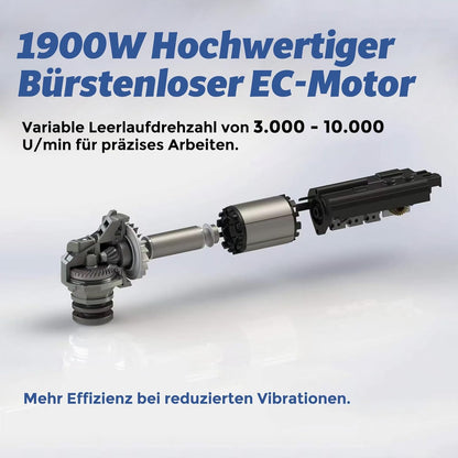 Haakse Slijper – Slijptol – Slijpmachine – Betonslijper – Doorslijper – 125 Mm – Borstelloze EC-Motor 1500 W – 6-Traps Instelbaar Toerental 3000-10.000 Omw/Min