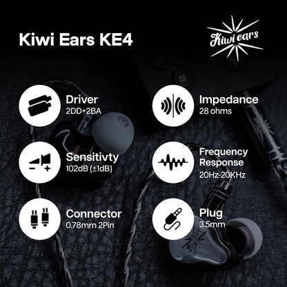 Hybride In-Ear Monitor – In-Ear Oordopjes – Bedrade Oortjes – IEM Oortjes – In-Ear Koptelefoon – Zilver – 2DD+2BA Hybride Driveropbouw – Afneembare 2-Pins Kabel