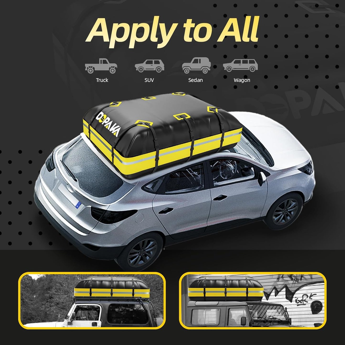 Daktas – Autodaktas – Dakkofferzak – Bagagedragertas – Dakbagagetas – 595 Liter – Waterdicht 1000D PVC