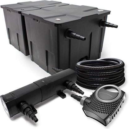 Filterset bio-vijverfilter 60.000l, UVC-vijverzuiveraar 18W, pomp 80W en slang 25m