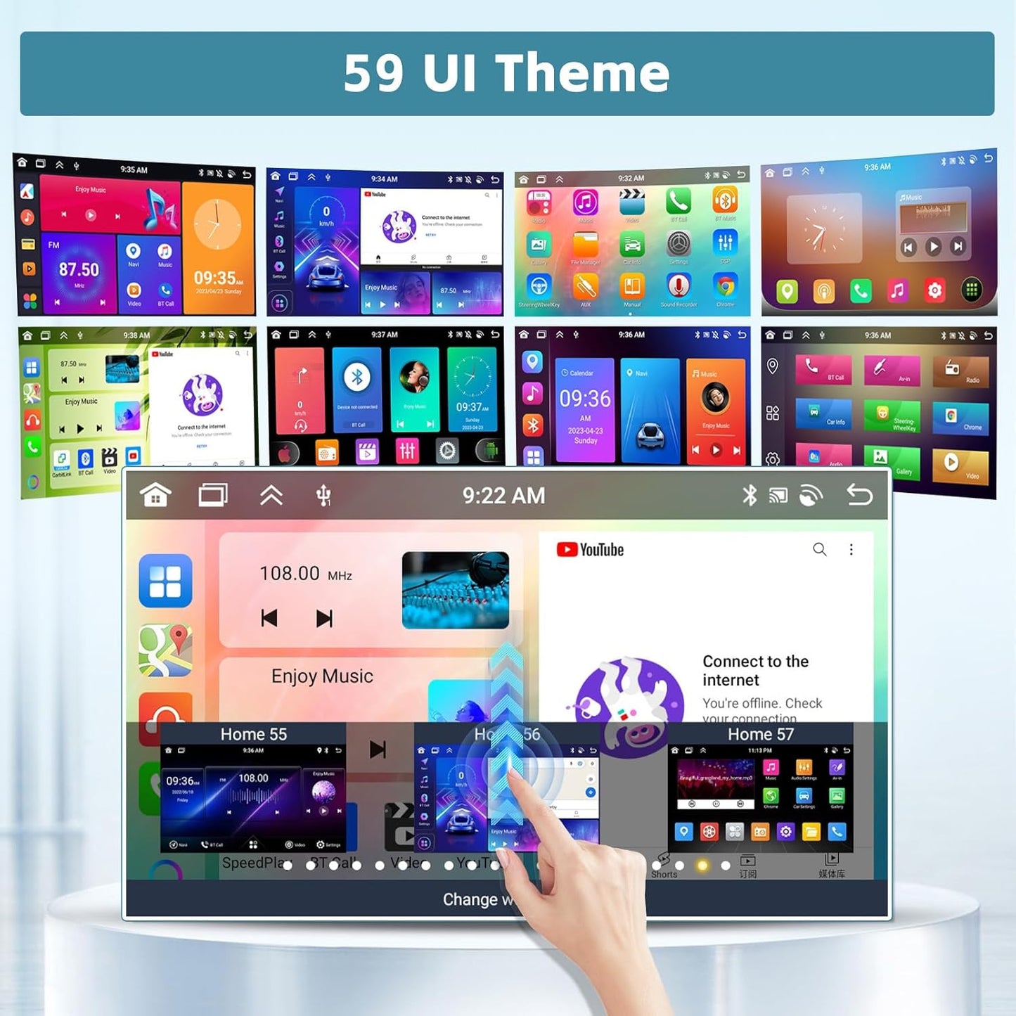 Android Autoradio – Auto Stereo – Multimedia Speler – Navigatiesysteem – 2 DIN Unit – 9 Inch Touchscreen – 8-Core Processor & Draadloze CarPlay Android Auto