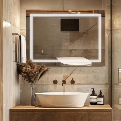 Sanitemodar LED Bathroom Mirror 80 x 100 cm, Bathroom Mirror with Light, Wall Mirror with Touch Switch - QUORE
