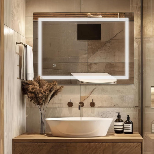 Sanitemodar LED Bathroom Mirror 80 x 100 cm, Bathroom Mirror with Light, Wall Mirror with Touch Switch - QUORE