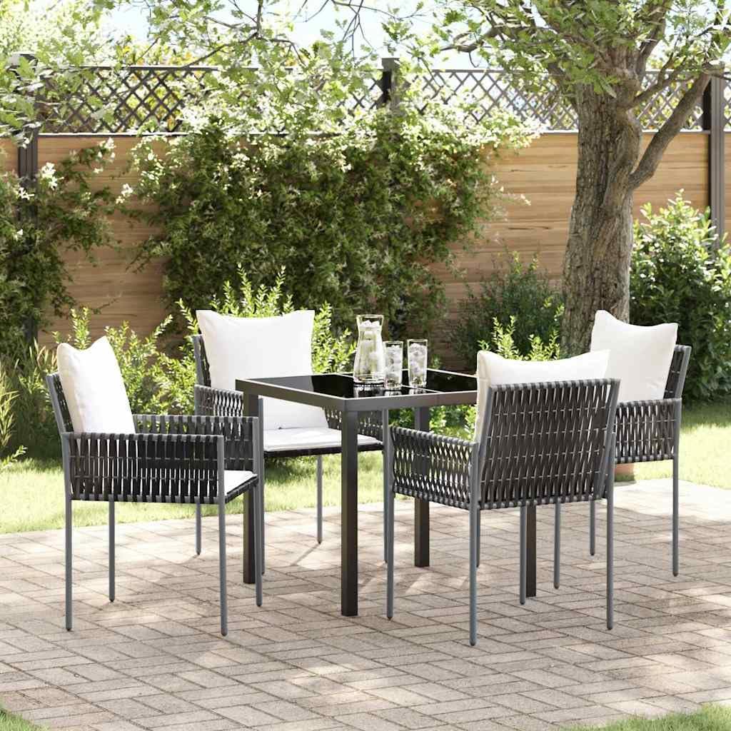 Tuinset – Tuinmeubelset – Eettafelset – Balkonsset – Terrasmeubelset – 5-delig – PE Rattan – UV-bestendig – Modern Design – Bruin Zwart