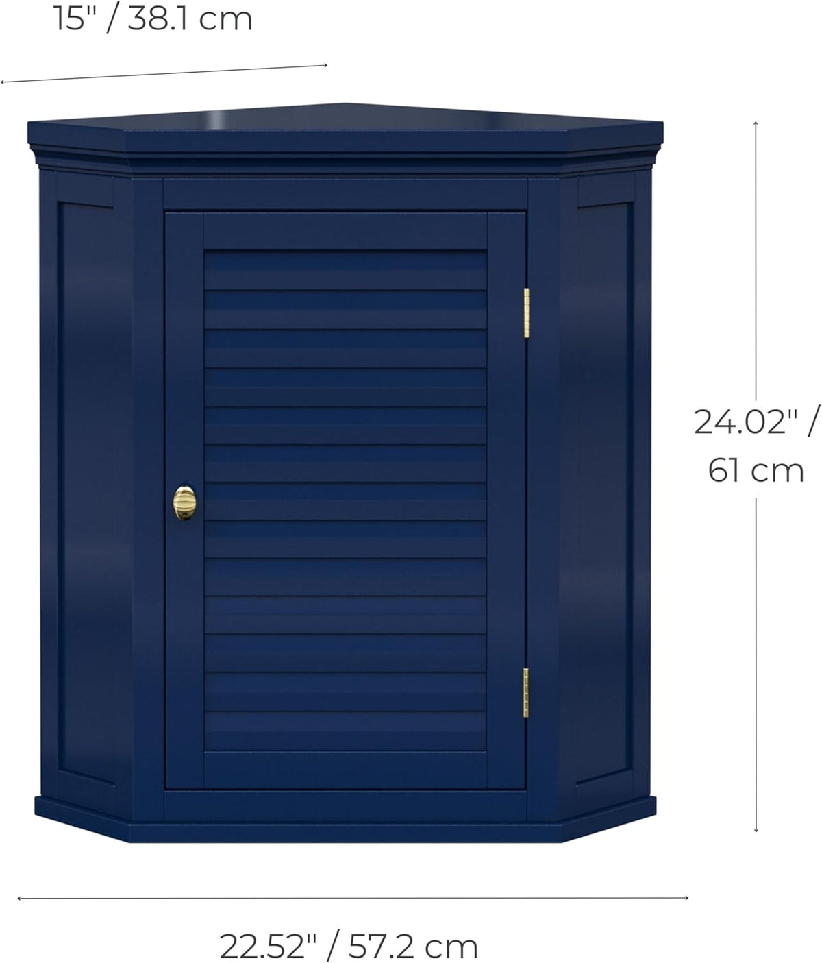 Elegant Home Fashions Glancy Hoekkast Muur Navy Lamellendeur Stijl