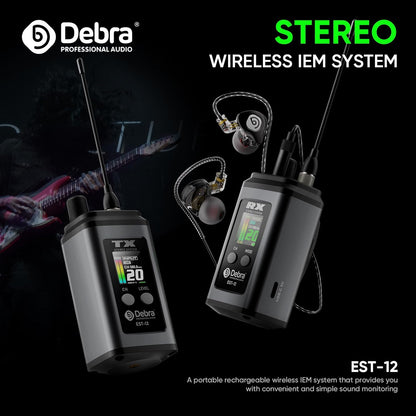 Draadloos In-Ear Monitorsysteem – In-Ear Monitor Set, Draadloze Monitorset, Podiummonitor, Monitoring Systeem – Zwart – UHF 20 Kanalen, Bijna Geen Latentie