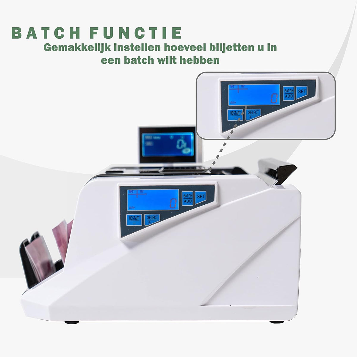 Geldtelmachine – Biljettelmachine – Biljettenteller – Geldteller – Bankbiljettenteller – 4-Voudige Valsgelddetectie – Tot 1000 Biljetten Per Minuut