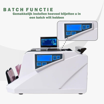 Geldtelmachine – Biljettelmachine – Biljettenteller – Geldteller – Bankbiljettenteller – 4-Voudige Valsgelddetectie – Tot 1000 Biljetten Per Minuut