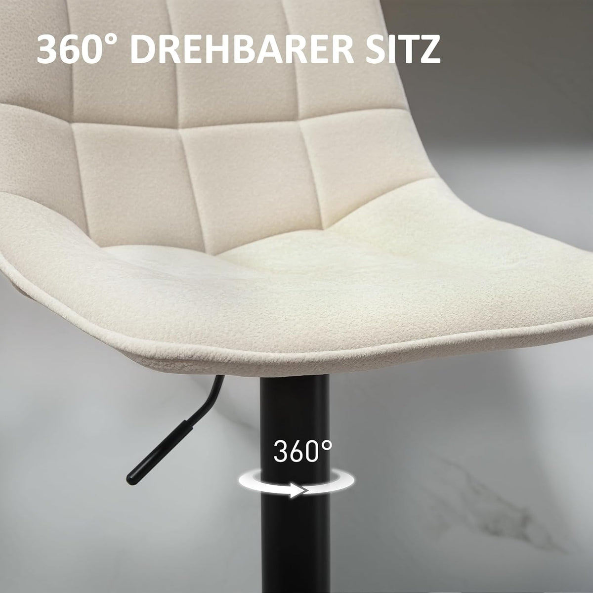 Barstoel – Barkruk – Keukenkruk – Barkrukken – Barstoelen – Verstelbare Zithoogte 63-84 cm – 360° Draaibaar Met Chenille Bekleding