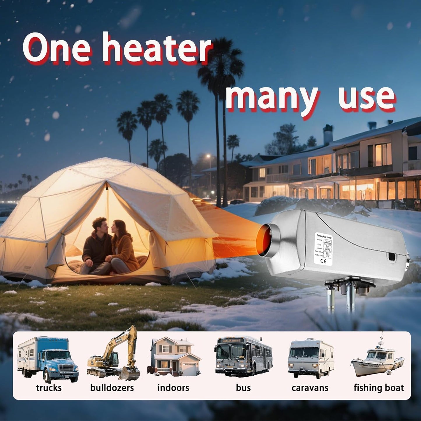 Standkachel Diesel 8 kW – Dieselverwarming – Luchtverwarming – Waterverwarming – Dieselkachel 24V – Zilverwit – 7 Warmtestanden – Automatische Roetreiniging